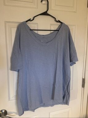 aerie Light Blue V-Neck Short Sleeve Tee